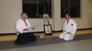 Dave-san receives his 250-hour training certificate from Blevins Sensei.